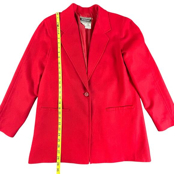 Nouveaux Wool Blazer Women Size 10 Red Single Button Front Classic Retro Coat - Picture 11 of 12